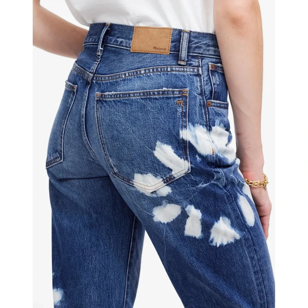 Madewell The Dean Easy Straight Jeans Womens 27x31 Blue Shibori Wash NWT $168 - Picture 4 of 9